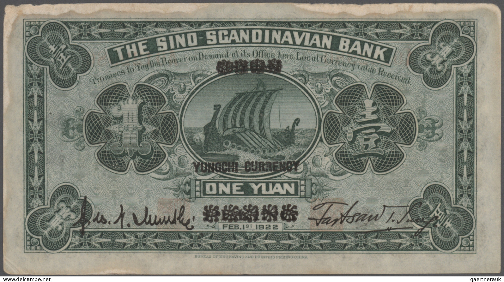 China: The Sino-Scandinavian Bank, Yungchi Currency, 1 Yuan 1922, P.S580, Minor - China