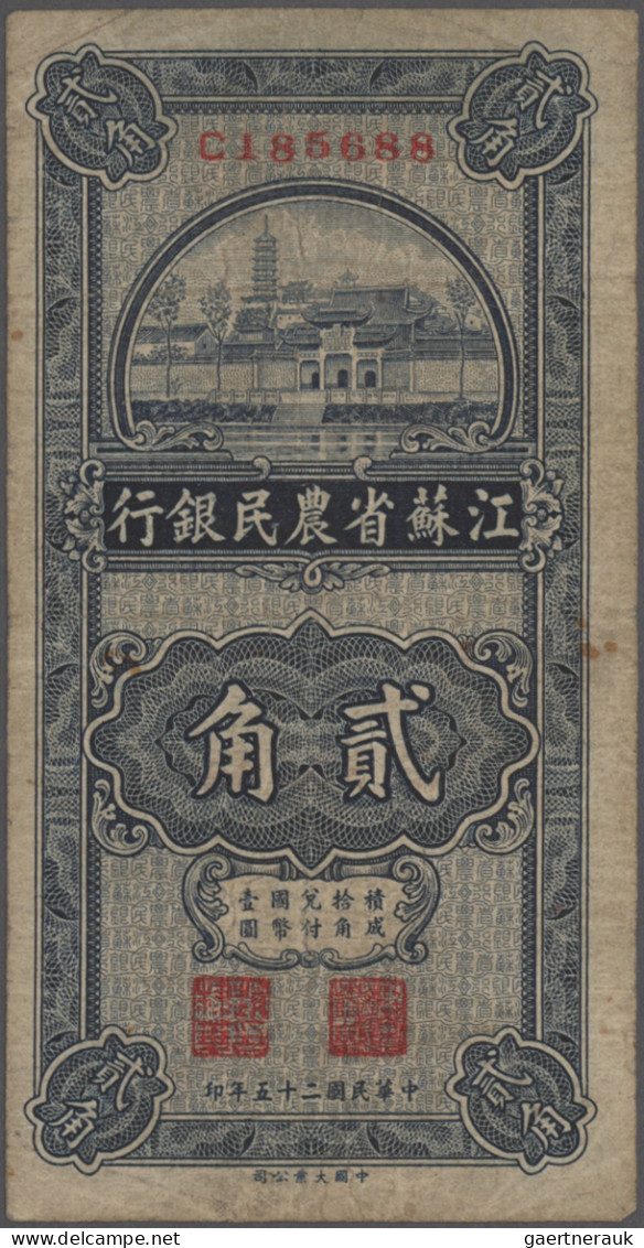 China: Kiangsu Farmers Bank, Set With 3 Banknotes 20 And 2x 50 Cents 1936, P.S11 - Cina