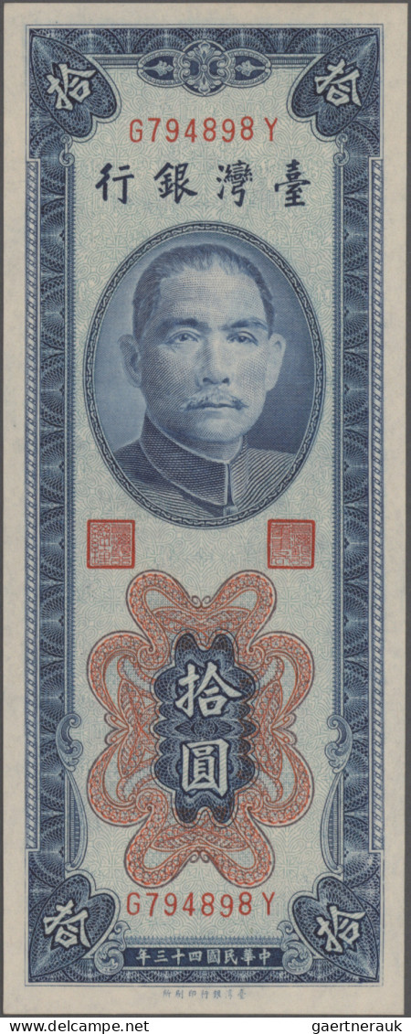China: Bank Of Taiwan, Series 1949 And 1954, Comprising 2x 1 Cent (P.1946, 1963, - China