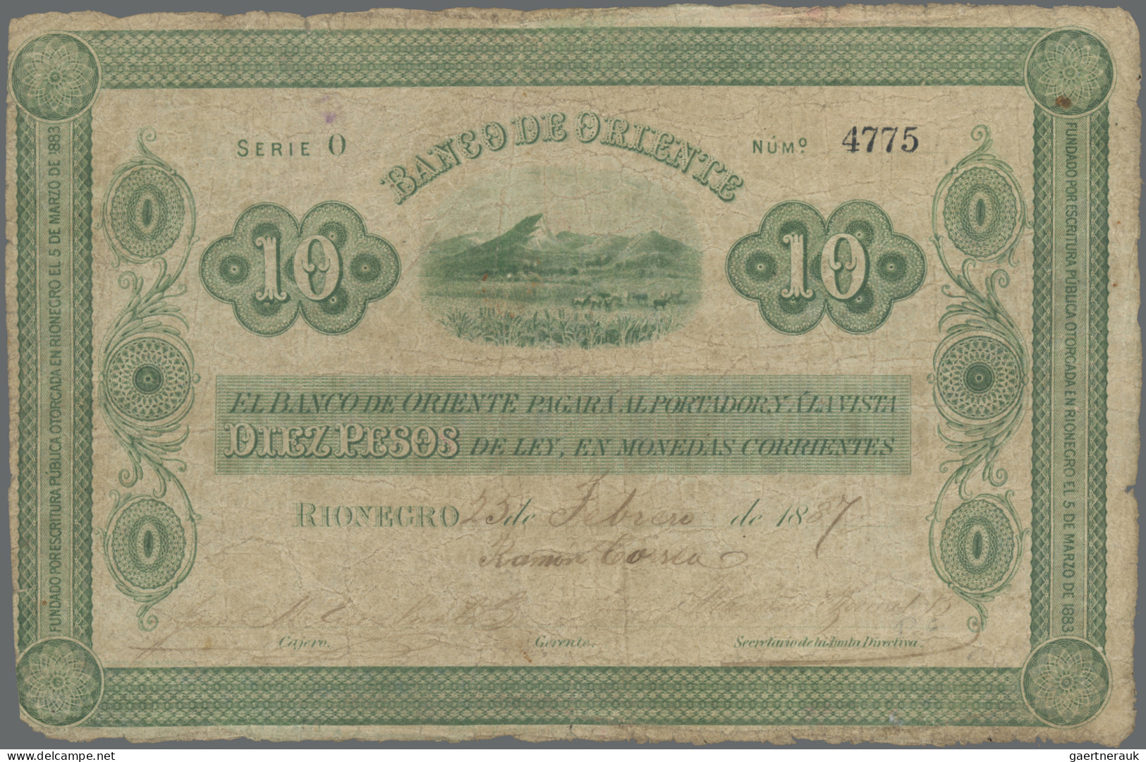 Colombia: Banco De Oriente, Lot With 3 Banknotes 1, 5 And 10 Pesos 1887, 1900, P - Kolumbien