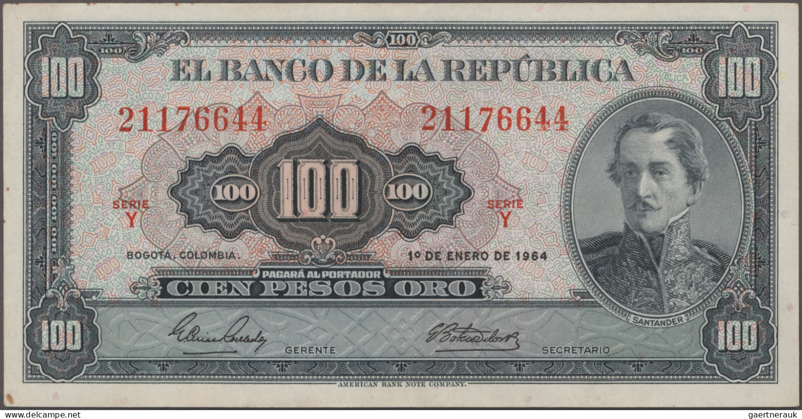 Colombia: Huge lot with 46 banknotes, series 1887-2011, comprising for example 2