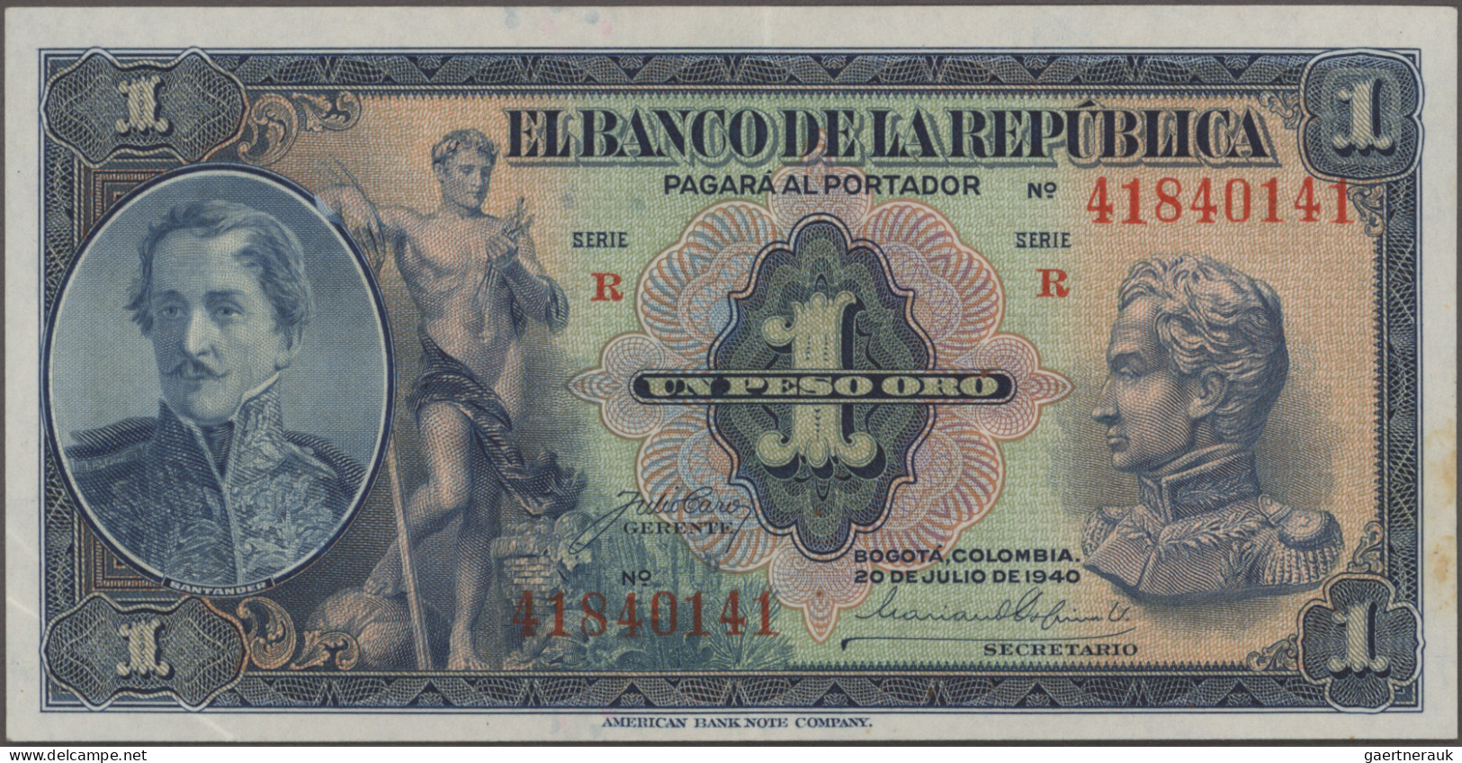 Colombia: Huge lot with 46 banknotes, series 1887-2011, comprising for example 2