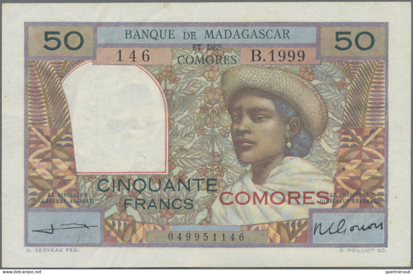 Comoros: BANQUE DE MADAGASCAR ET DES COMORES, Pair With 50 And 100 Francs ND(196 - Comores