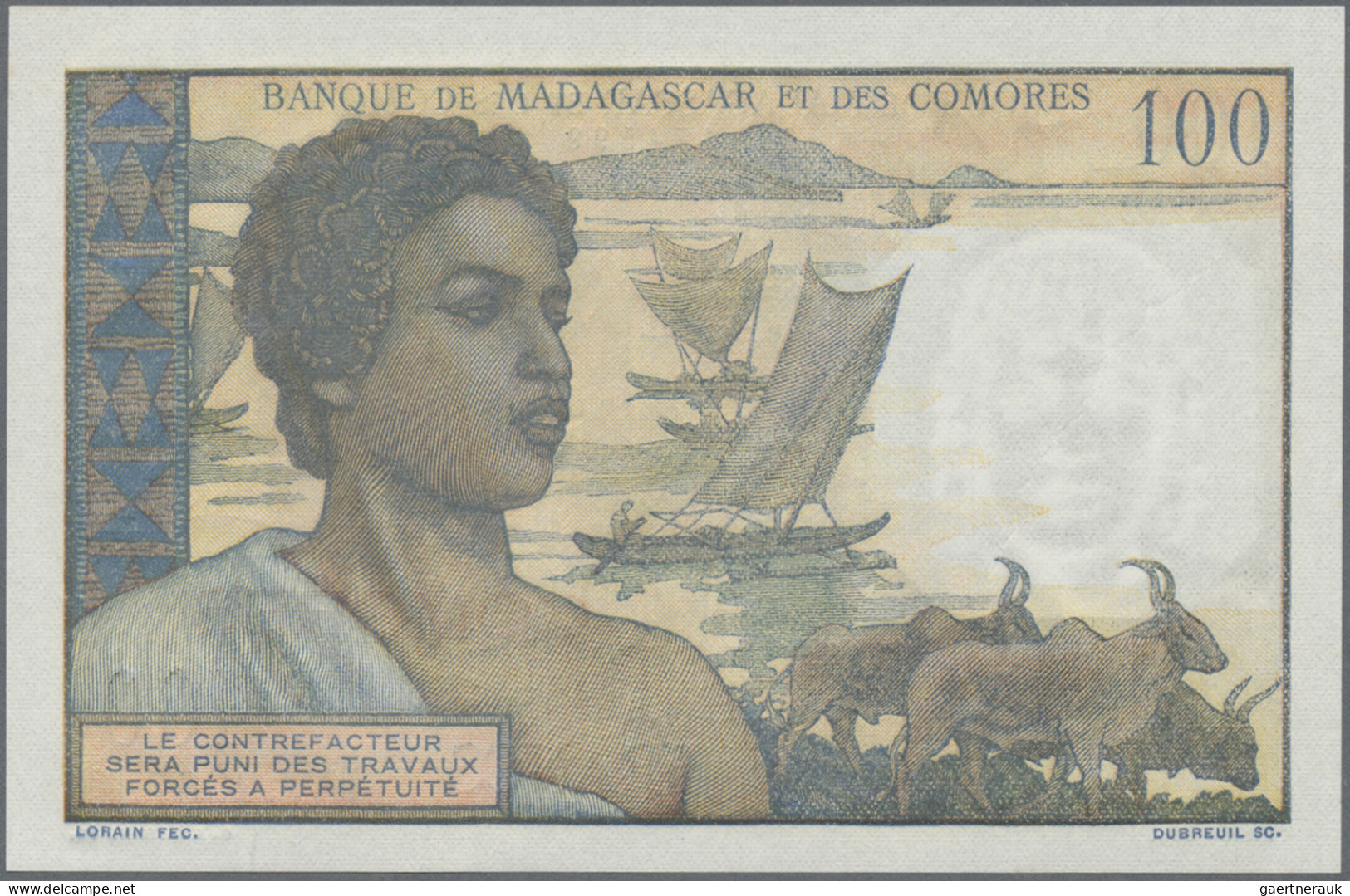 Comoros: BANQUE DE MADAGASCAR ET DES COMORES, Pair With 50 And 100 Francs ND(196 - Comore