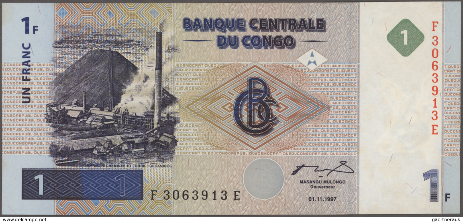 Congo: Banque Central Du Congo, Huge Lot With 32 Banknotes, Series 1997-2012, Co - Ohne Zuordnung