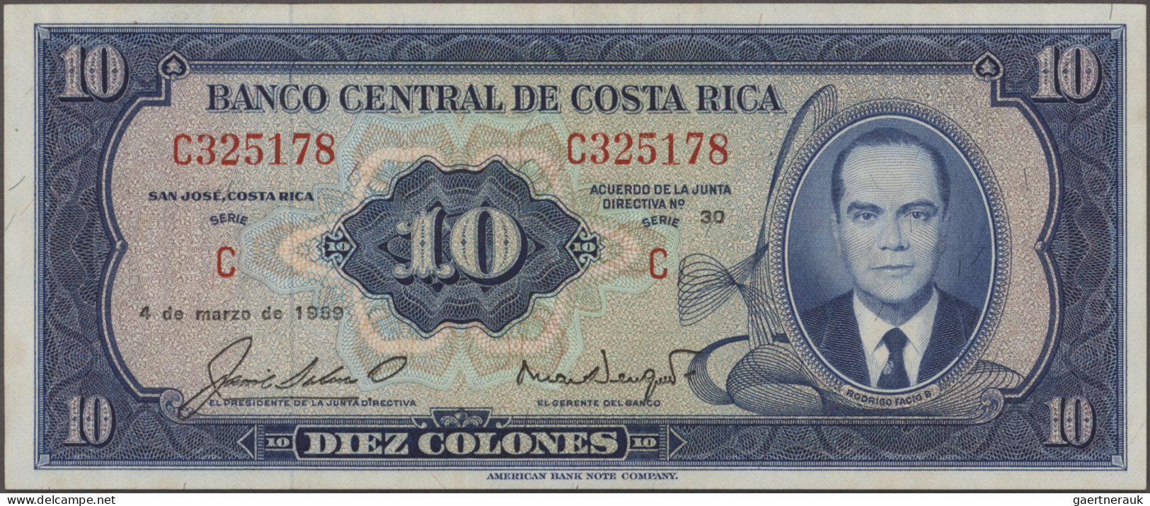 Costa Rica: Banco Central de Costa Rica and Banco Anglo-Costarricense, lot with