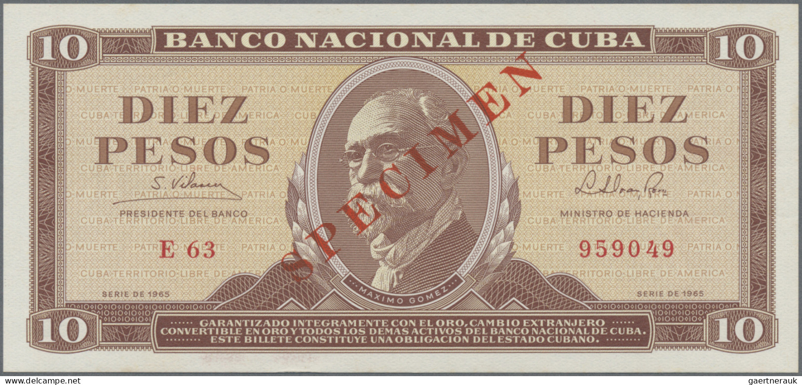 Cuba: Banco Nacional De Cuba, Lot With 6 SPECIMEN, 1964-1983 Series, With 1, 3, - Cuba