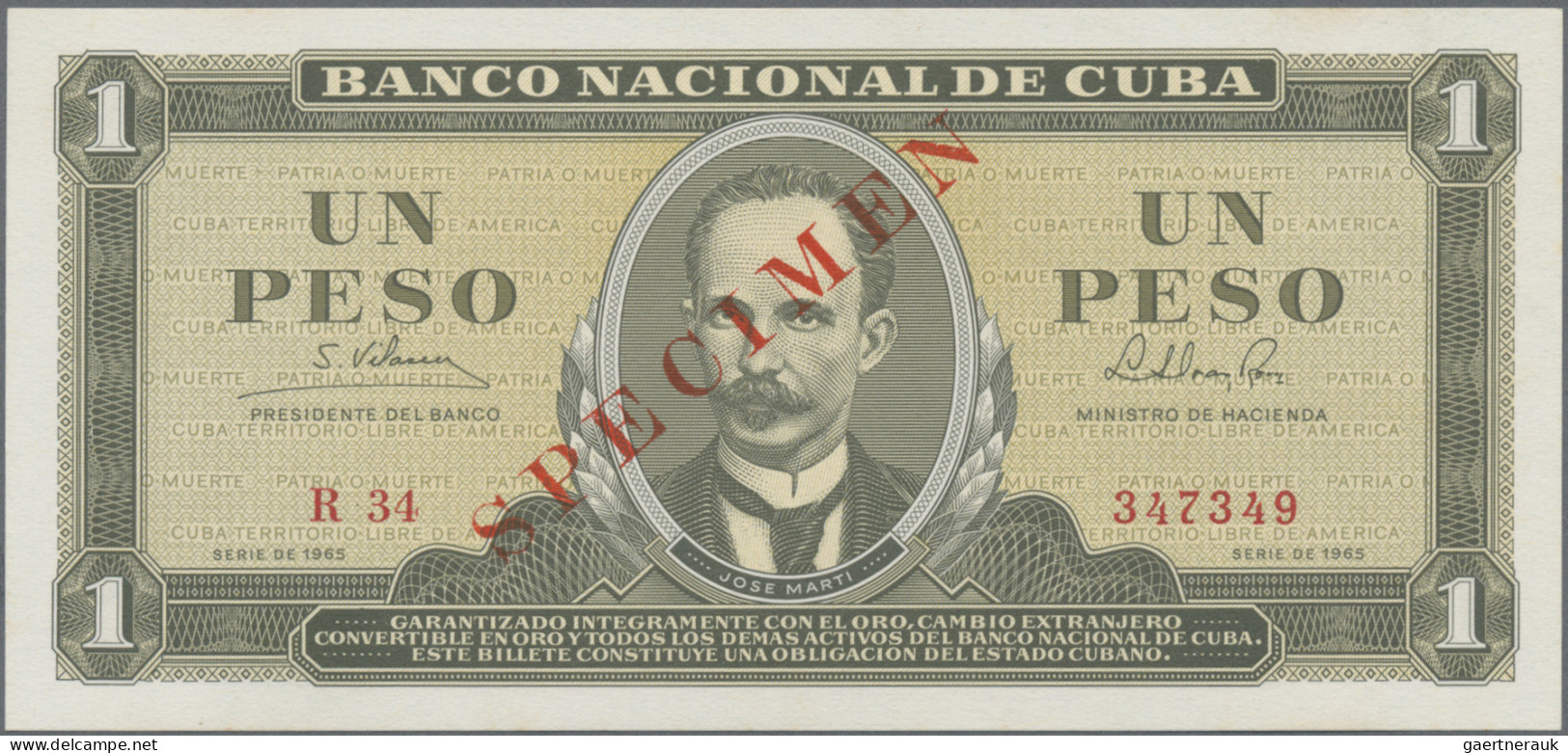 Cuba: Banco Nacional De Cuba, Lot With 6 SPECIMEN, 1964-1983 Series, With 1, 3, - Cuba