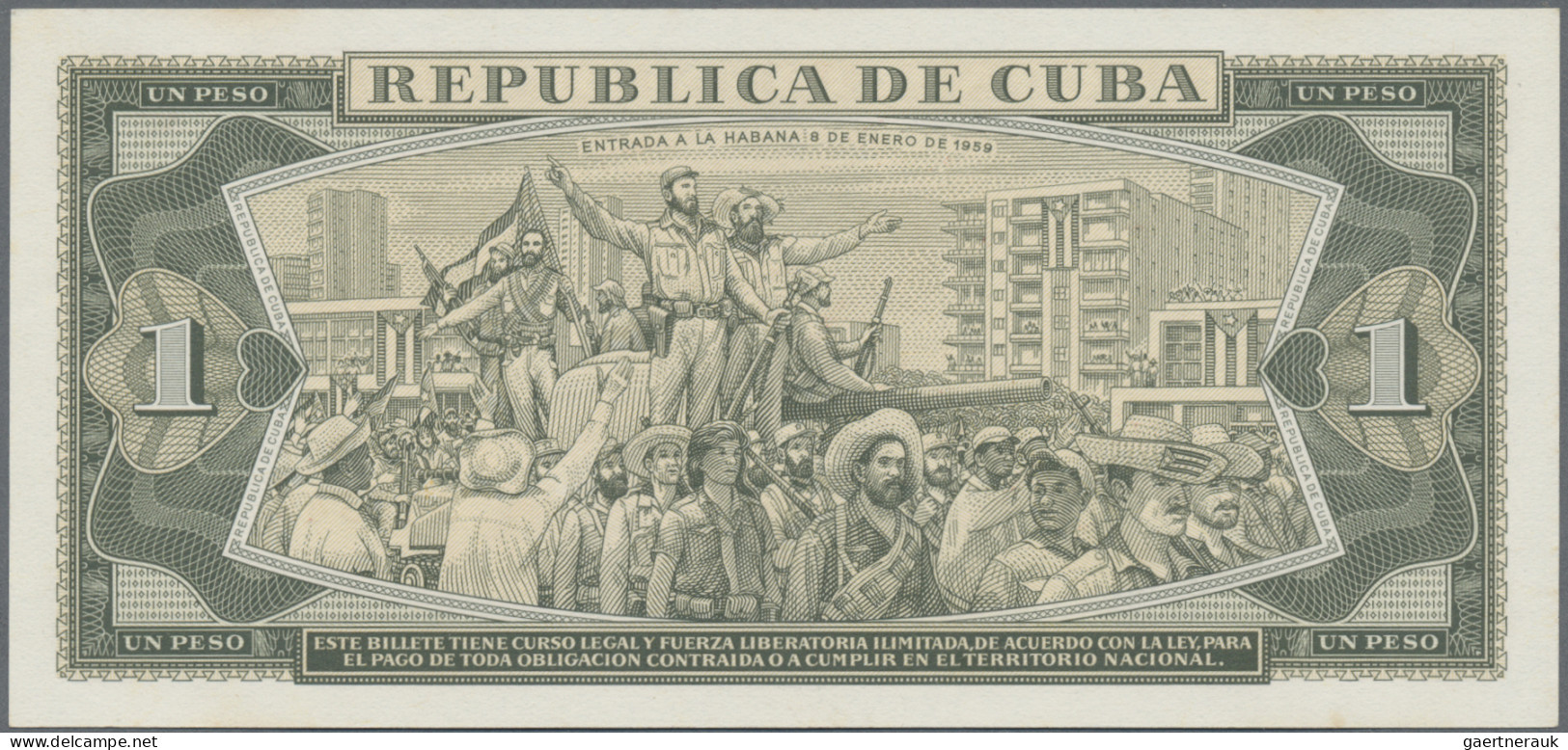 Cuba: Banco Nacional de Cuba, lot with 6 SPECIMEN, 1964-1983 series, with 1, 3,