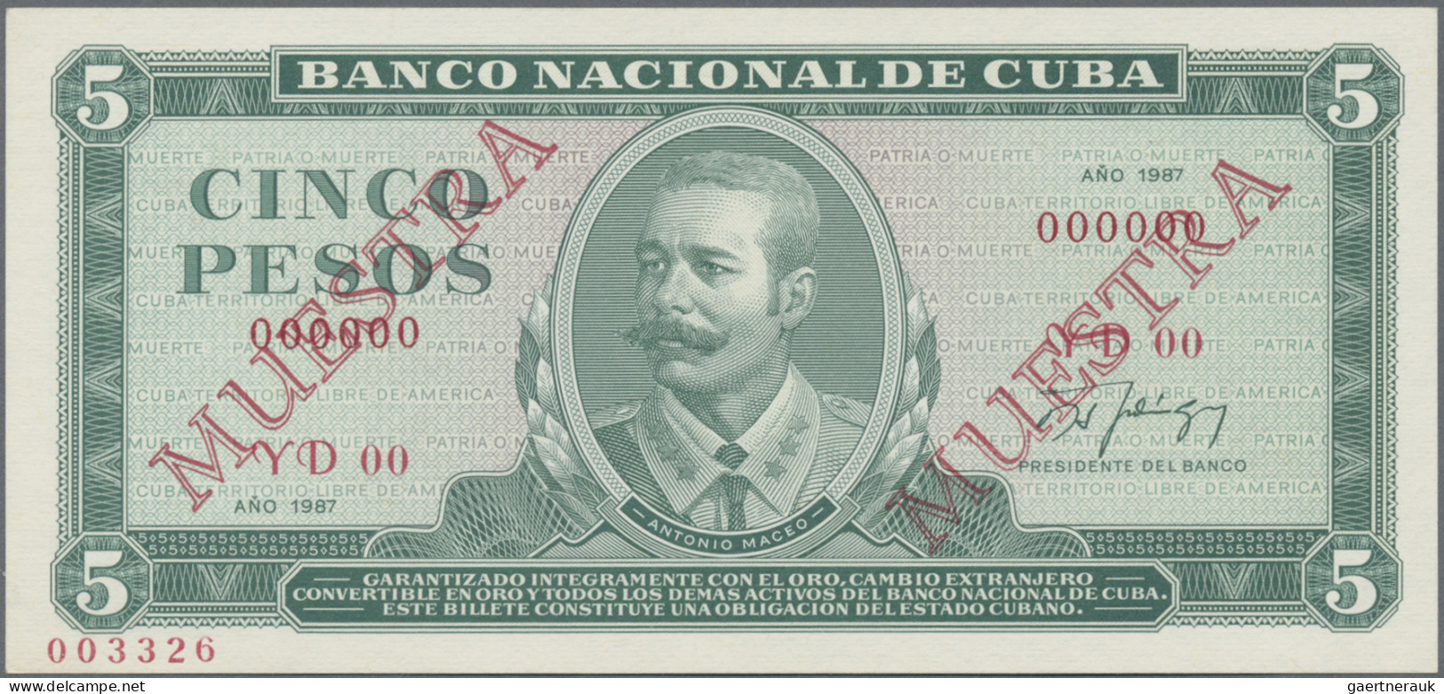 Cuba: Banco Nacional de Cuba, lot with 6 SPECIMEN, 1964-1983 series, with 1, 3,