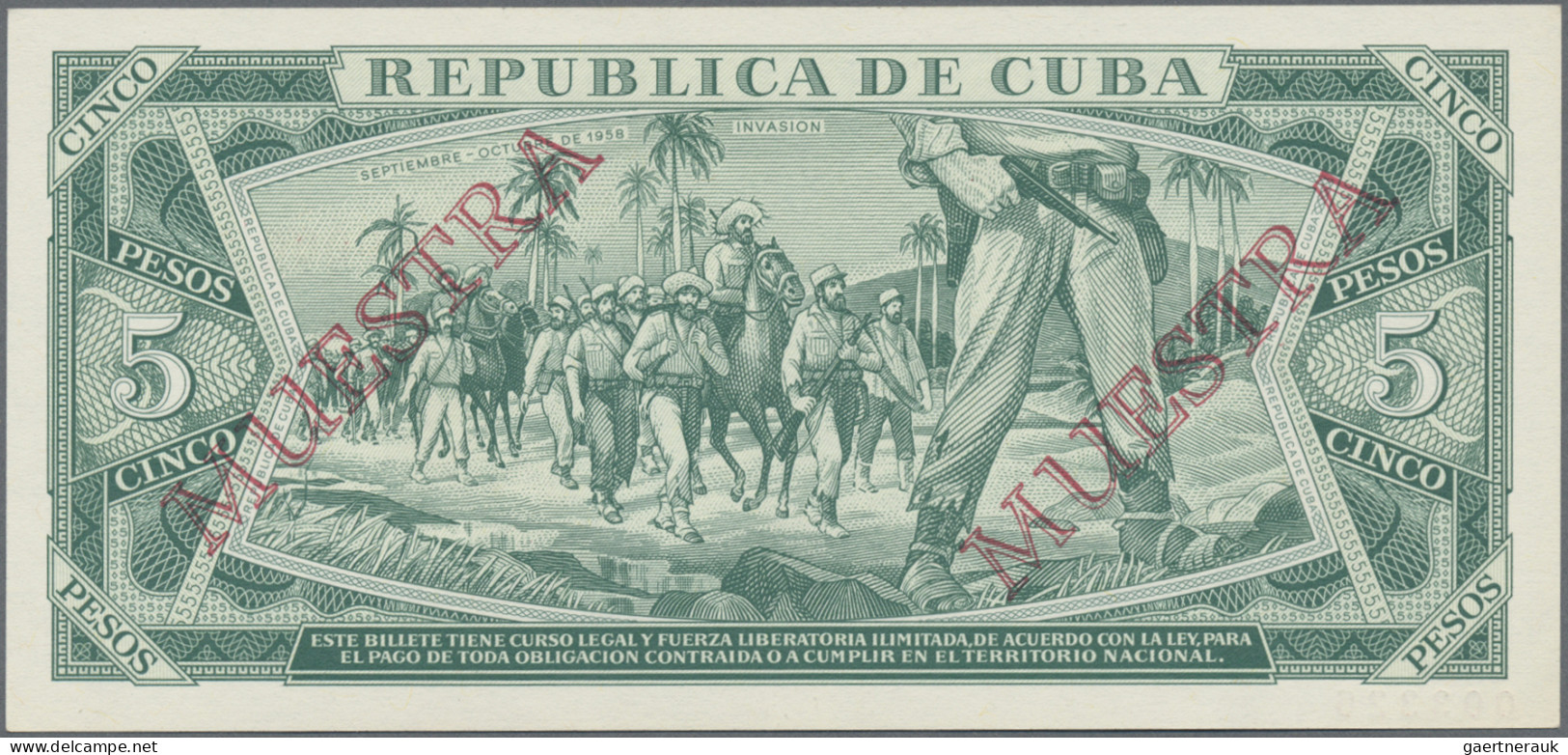Cuba: Banco Nacional de Cuba, lot with 6 SPECIMEN, 1964-1983 series, with 1, 3,