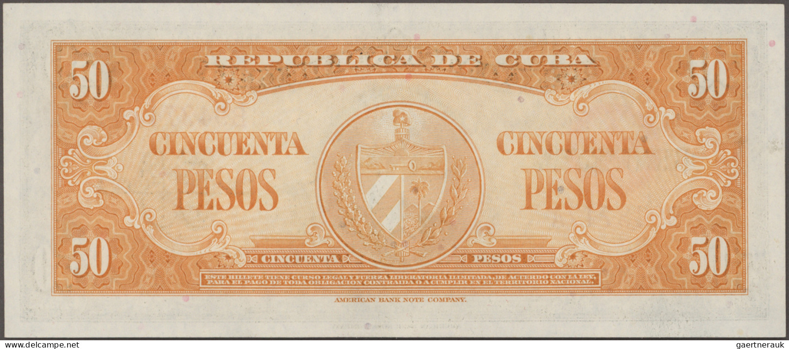 Cuba: Huge lot with 53 banknotes, 1958 - 2010 series, comprising for example 50