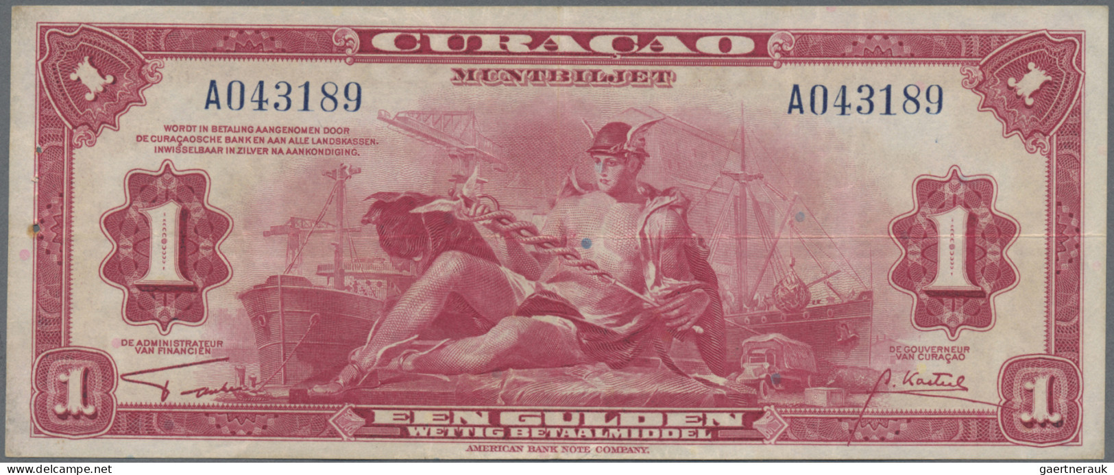 Curacao: De Curacaosche Bank, Nice Set With 5 Banknotes, 1930-1942 Series, With - Autres - Amérique