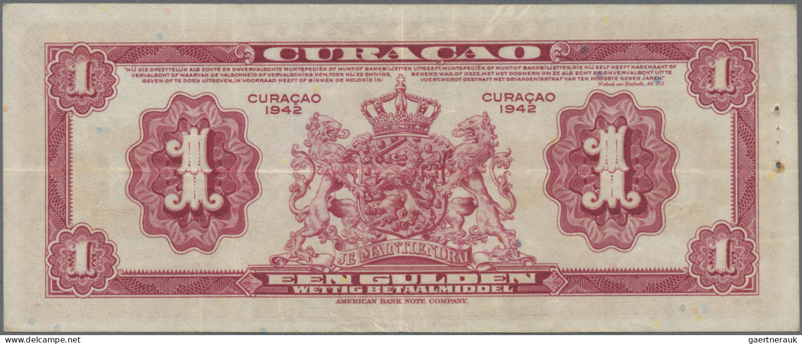 Curacao: De Curacaosche Bank, Nice Set With 5 Banknotes, 1930-1942 Series, With - Autres - Amérique