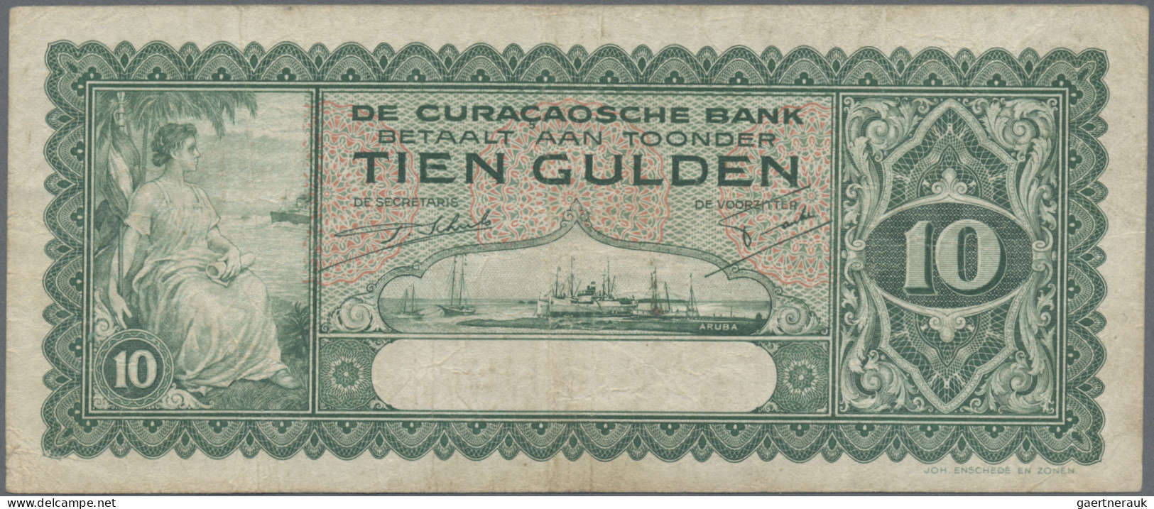 Curacao: De Curacaosche Bank, nice set with 5 banknotes, 1930-1942 series, with