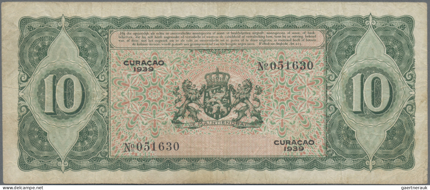 Curacao: De Curacaosche Bank, nice set with 5 banknotes, 1930-1942 series, with