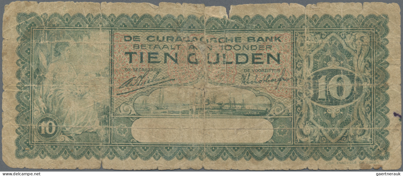 Curacao: De Curacaosche Bank, nice set with 5 banknotes, 1930-1942 series, with