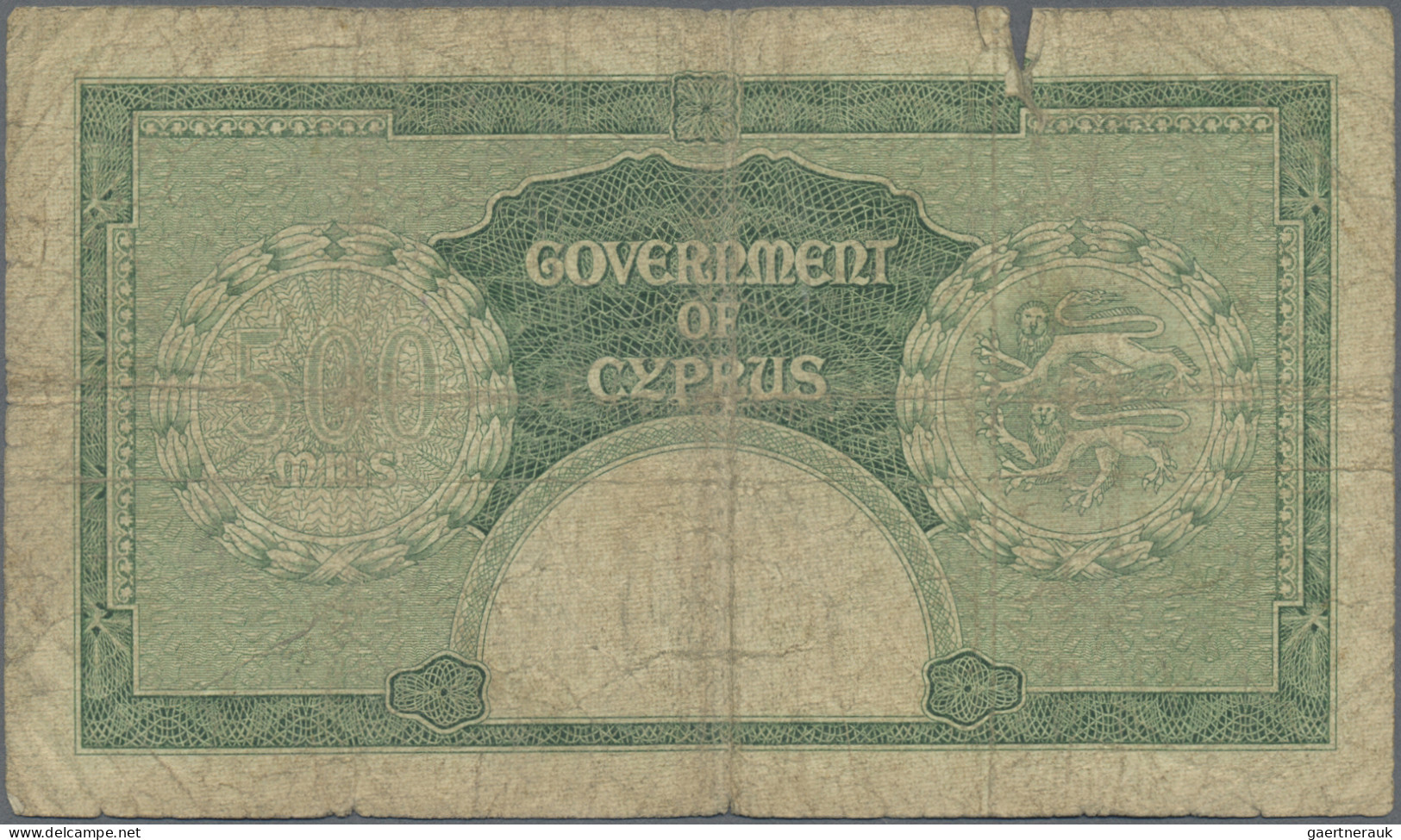 Cyprus: Government Of Cyprus, Lot With 3 Banknotes, 1943-1955 Series, Including - Cyprus