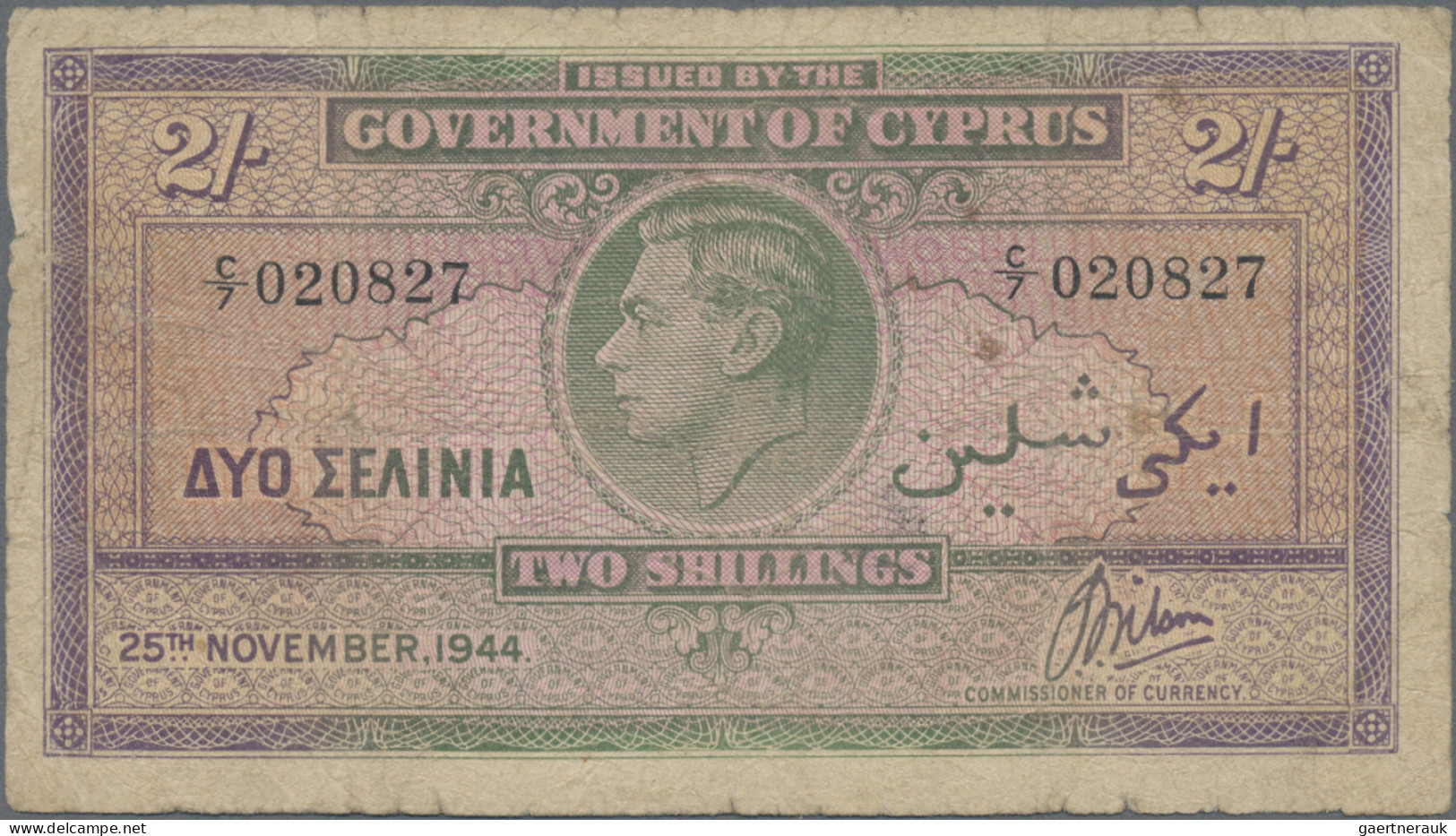 Cyprus: Government Of Cyprus, Lot With 3 Banknotes, 1943-1955 Series, Including - Chypre