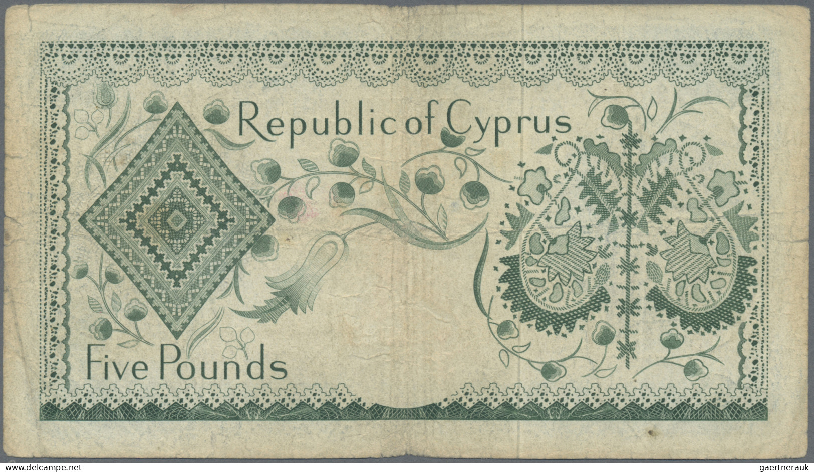 Cyprus: Republic And Central Bank Of Cyprus, Lot With 5 Banknotes, 1961-1982 Ser - Cipro