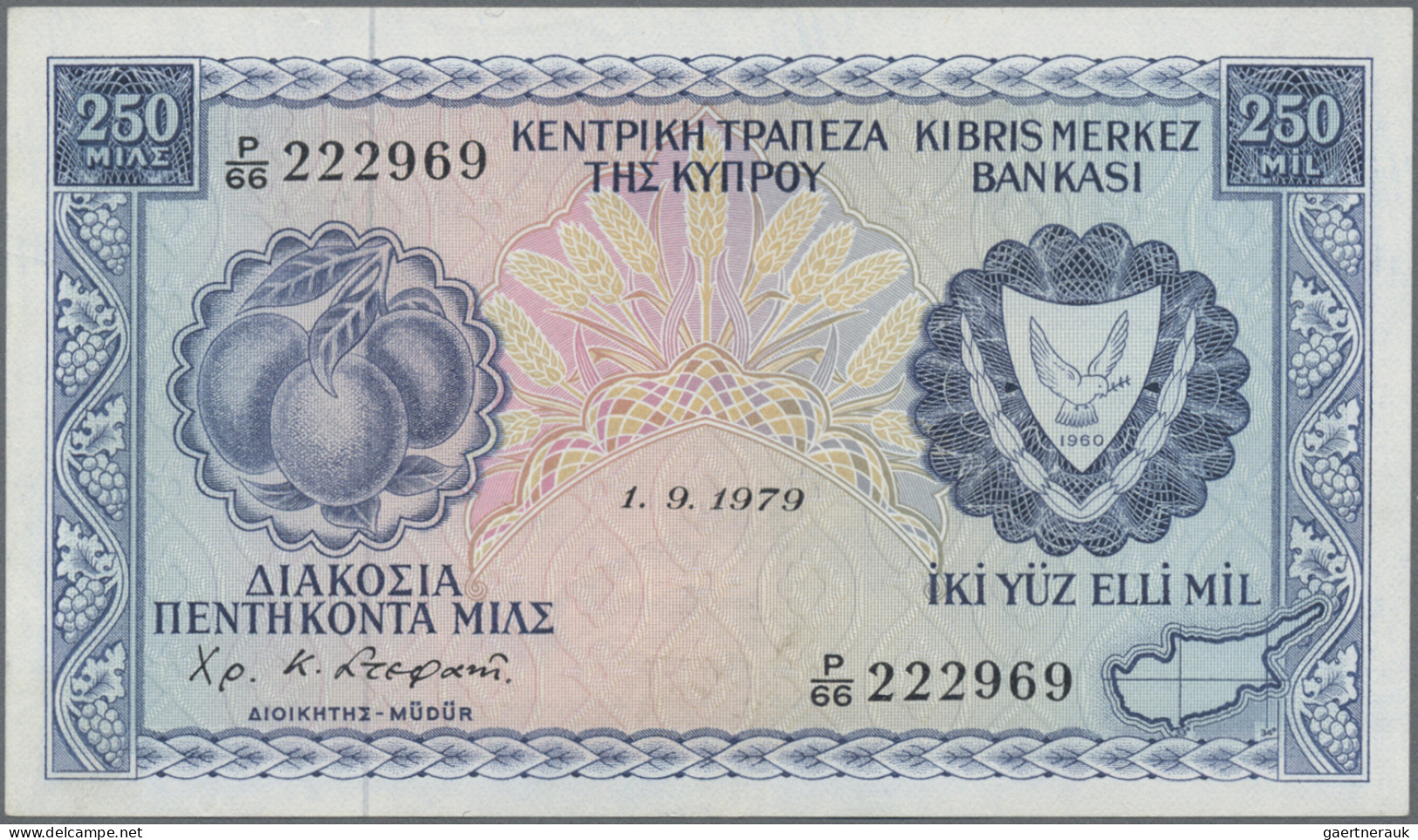 Cyprus: Republic And Central Bank Of Cyprus, Lot With 5 Banknotes, 1961-1982 Ser - Zypern