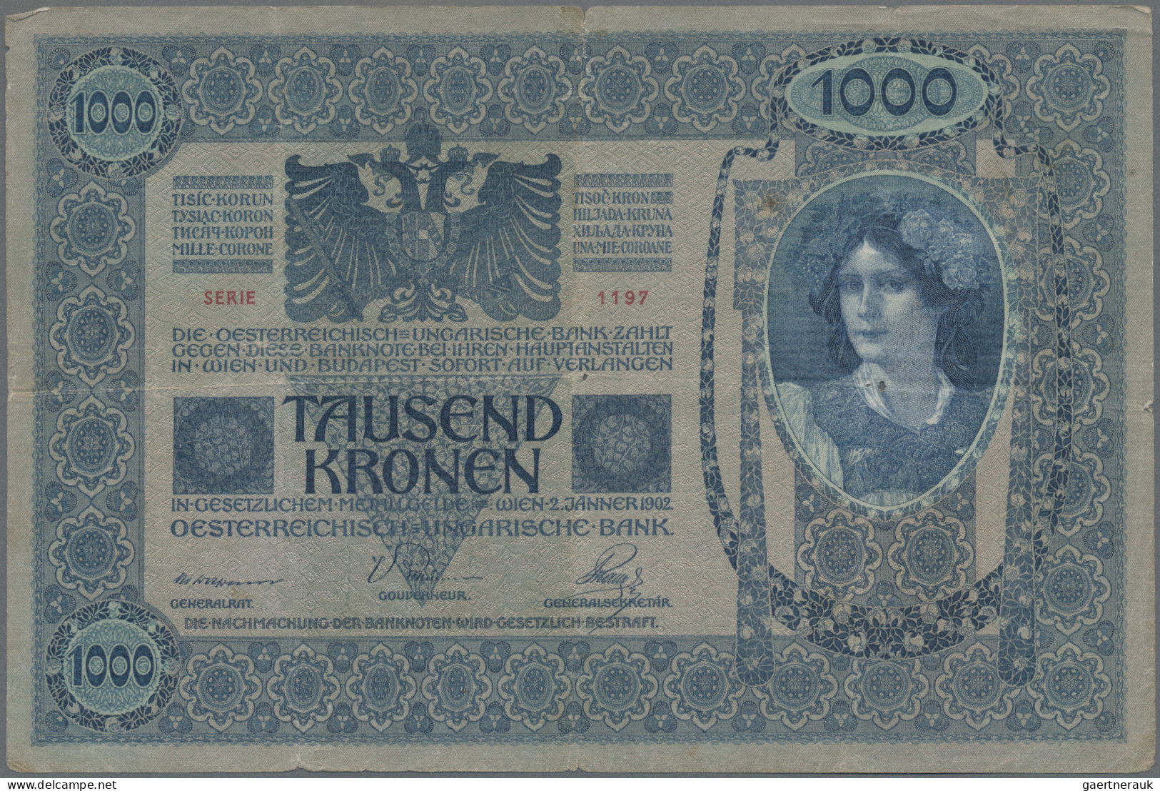 Czechoslovakia: Republika Československá, Lot With 3 Banknotes 1919 Stamp Issue, - Tschechoslowakei