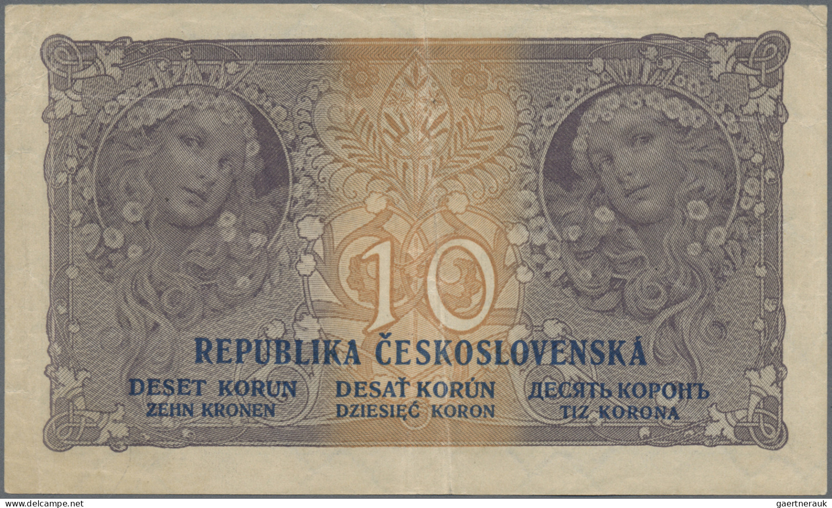 Czechoslovakia: REPUBLIKA ČESKOSLOVENSKÁ, Lot With 5 Banknotes, Series 1919, Wit - Tchécoslovaquie