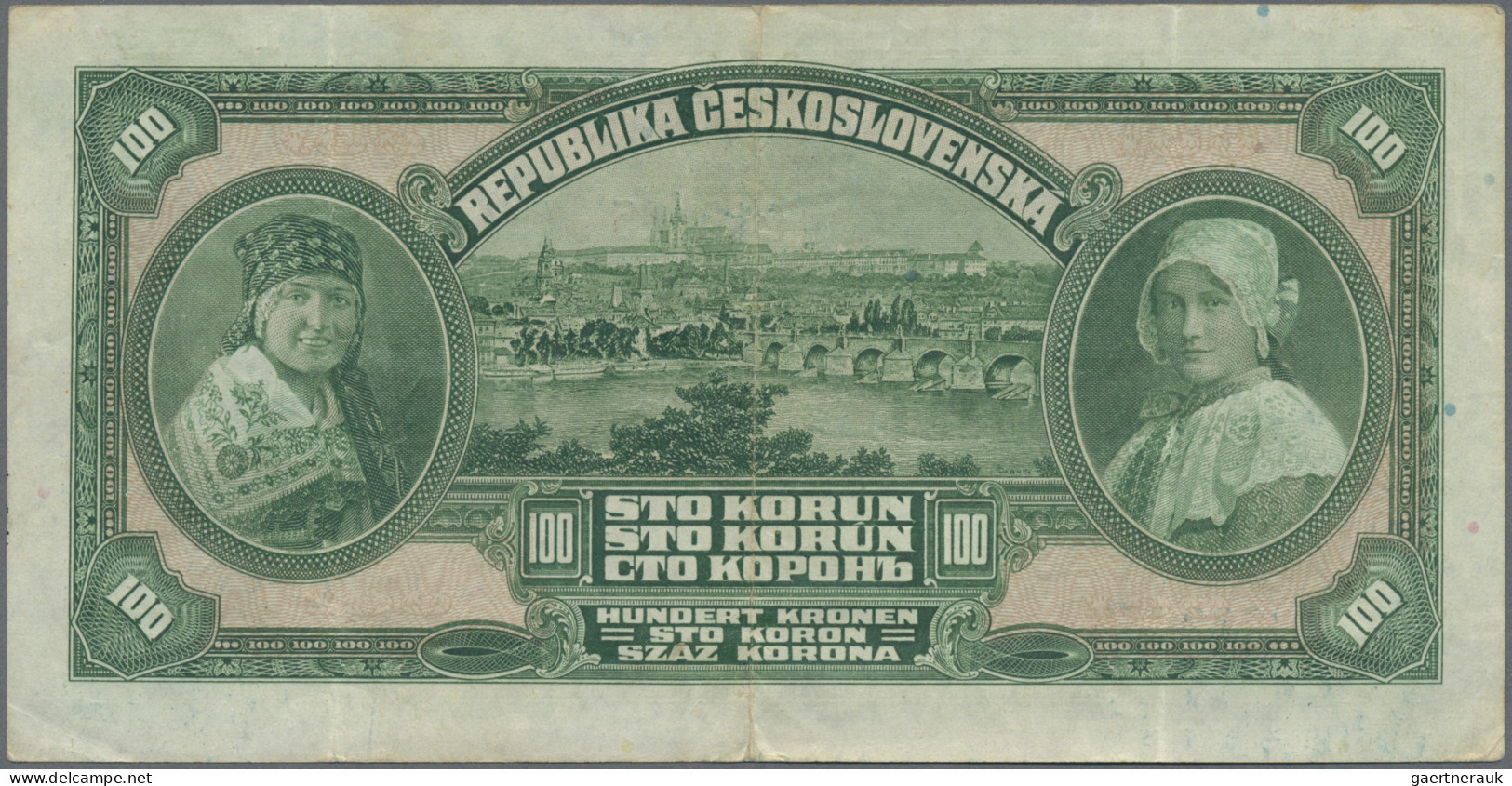 Czechoslovakia: REPUBLIKA ČESKOSLOVENSKÁ, Pair With 5 Korun 1921 (P.15, VF/VF+) - Tsjechoslowakije