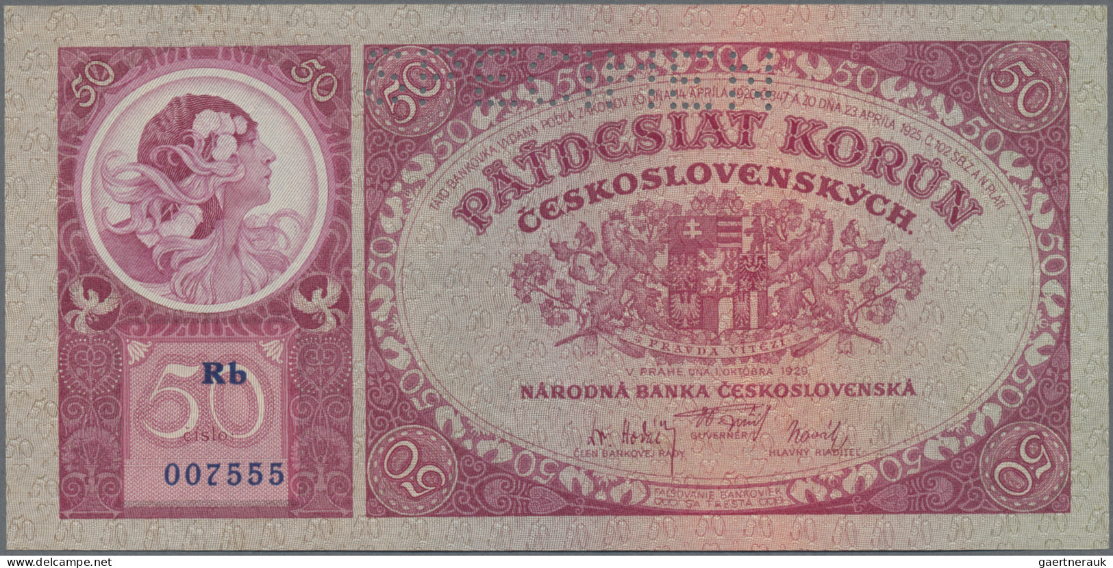 Czechoslovakia: Narodná Banka Československá, Lot With 7 Banknotes, Comprising 1 - Tsjechoslowakije