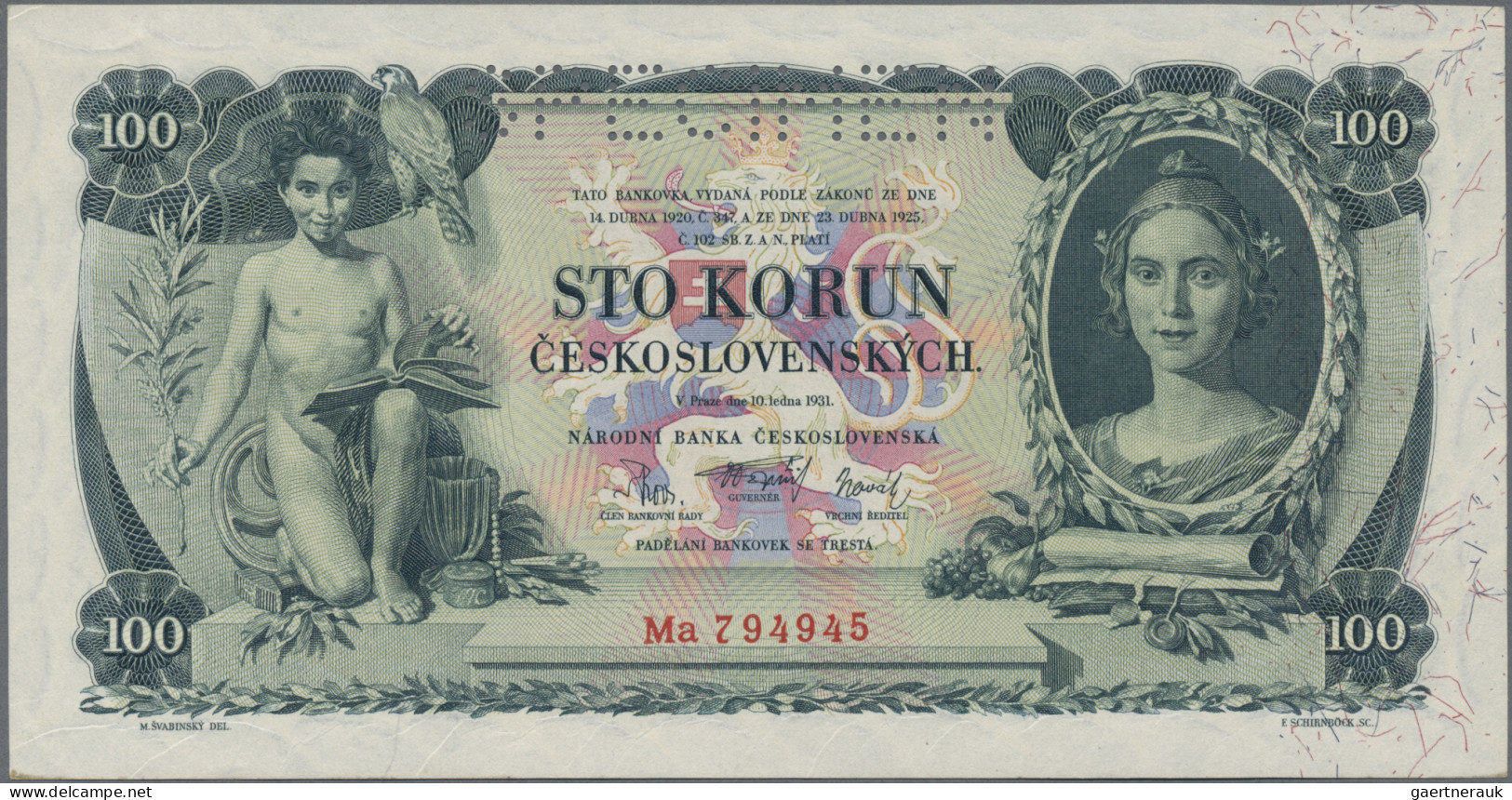 Czechoslovakia: Narodná Banka Československá, Lot With 4 Banknotes, Series 1929- - Czechoslovakia
