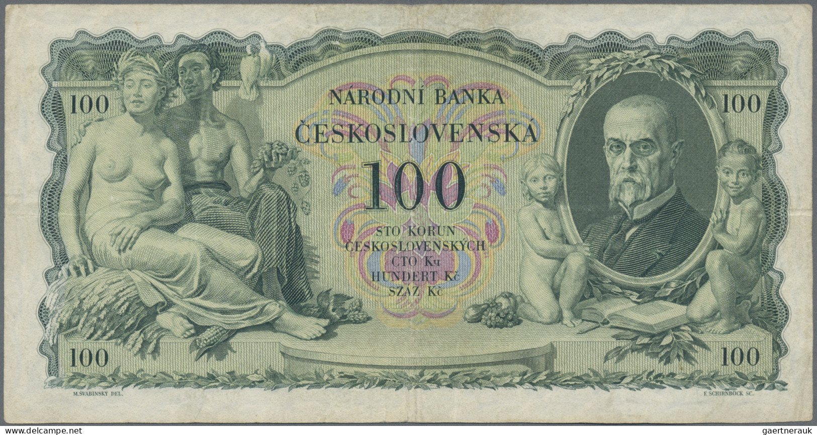 Czechoslovakia: Narodná Banka Československá, lot with 4 banknotes, series 1929-
