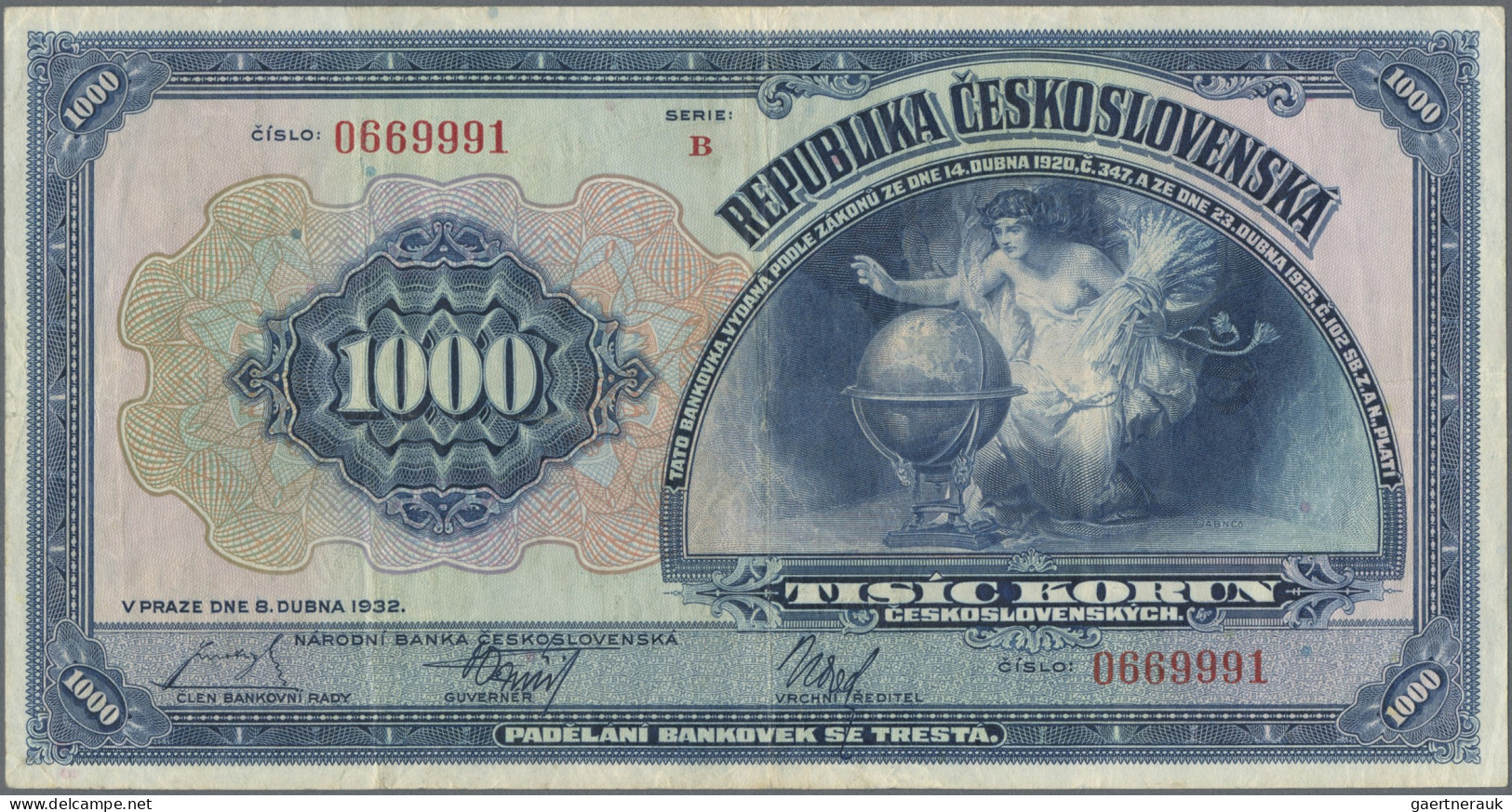 Czechoslovakia: Narodná Banka Československá, Pair With 1.000 Korun And 1.000 Ko - Cecoslovacchia