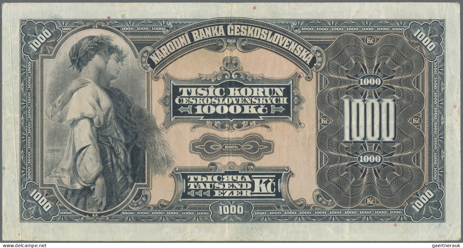 Czechoslovakia: Narodná Banka Československá, Pair With 1.000 Korun And 1.000 Ko - Tschechoslowakei