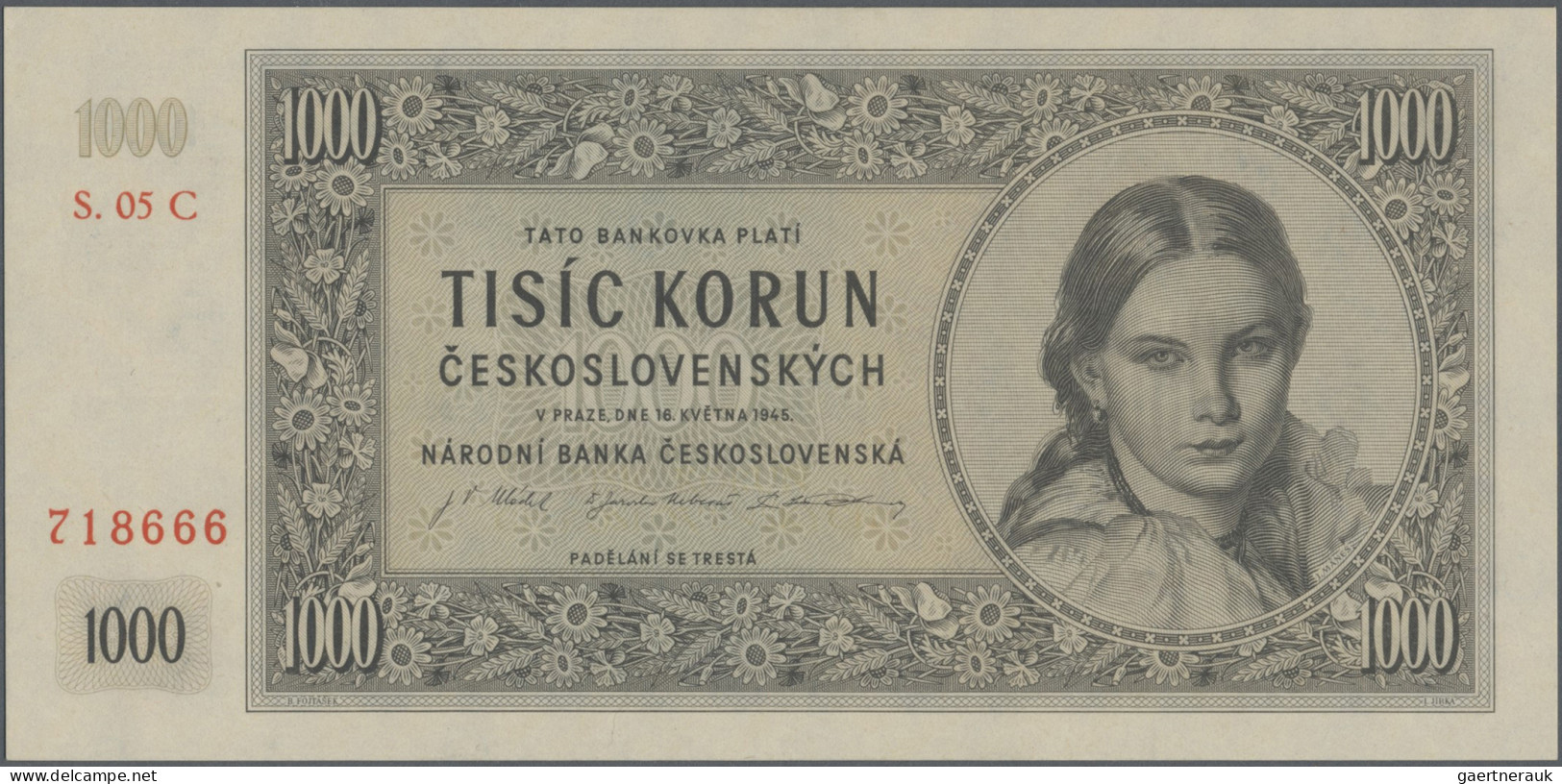 Czechoslovakia: Narodná Banka Československá, Lot With 9 Banknotes, Series 1945- - Tchécoslovaquie