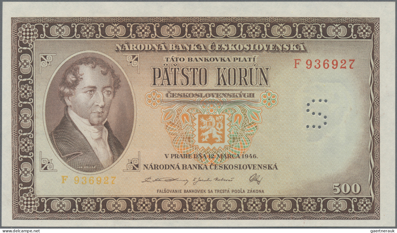 Czechoslovakia: Narodná Banka Československá, Lot With 9 Banknotes, Series 1945- - Tsjechoslowakije