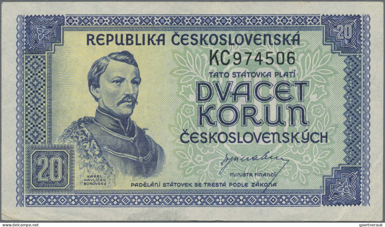 Czechoslovakia: Republika Československá, Lot With 9 Banknotes, Series 1945-1950 - Czechoslovakia