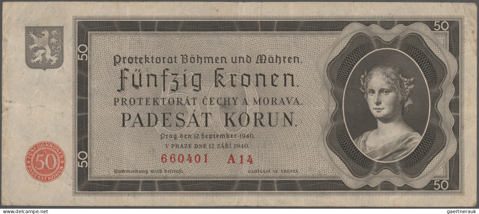 Czechoslovakia: Lot With 19 Banknotes And Lottery Tickets Bohemia & Moravia And - Tsjechoslowakije