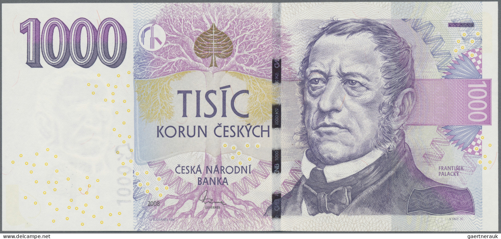 Czech Republic: Lot With 13 Banknotes, Series 1993-2009, Including 500 And 1.000 - Tschechien