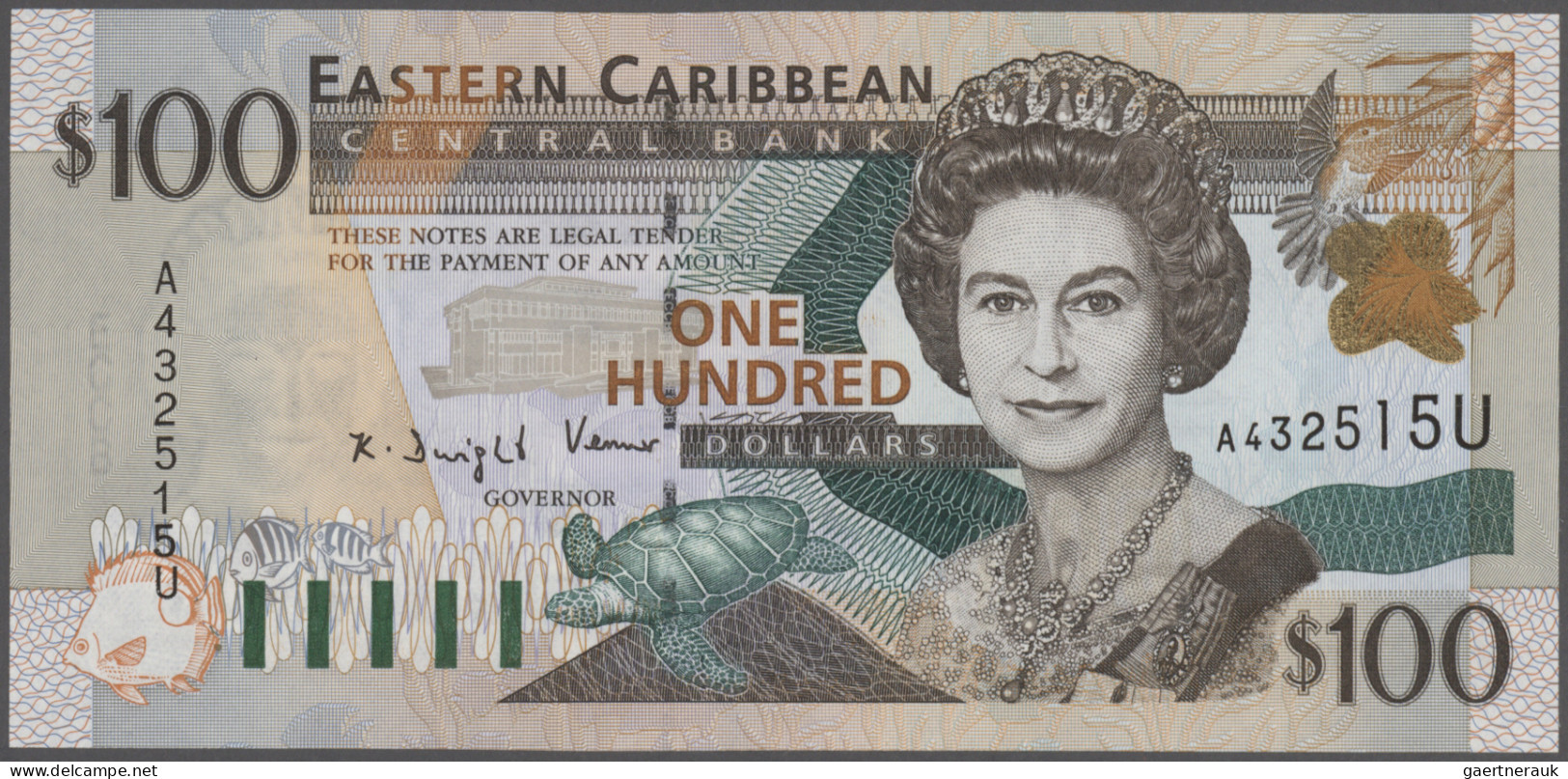 East Caribbean States: Eastern Caribbean Central Bank – Anguilla, Pair With 50 D - Caraïbes Orientales