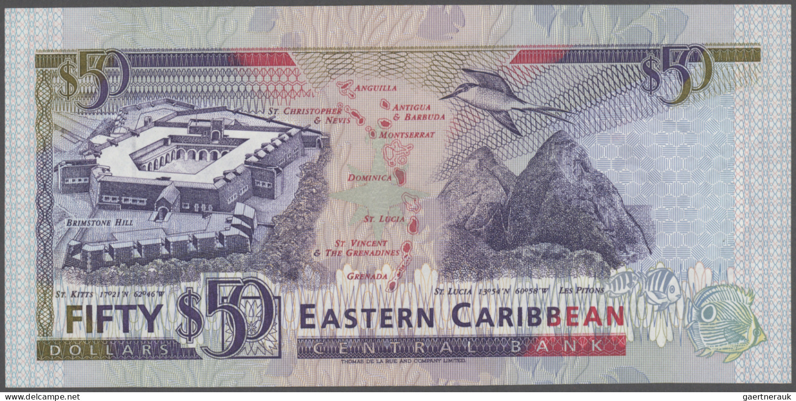 East Caribbean States: Eastern Caribbean Central Bank – Anguilla, Pair With 50 D - Oostelijke Caraïben