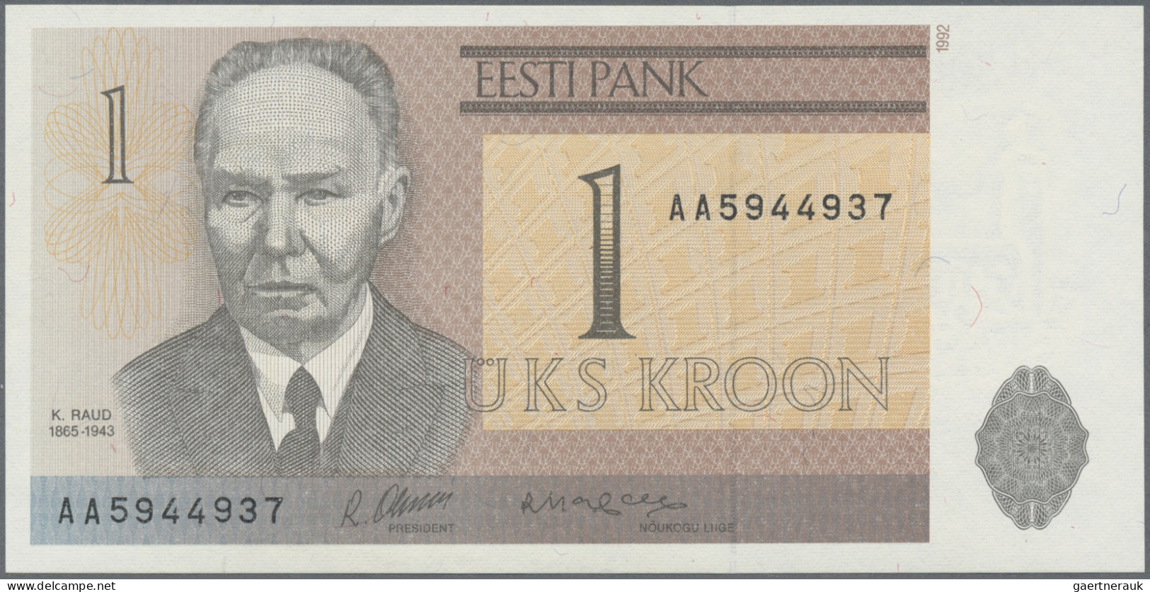 Estonia: Eesti Pank, Set With 7 Banknotes, Series 1991-1992, With 1, 2, 5, 10, 2 - Estland