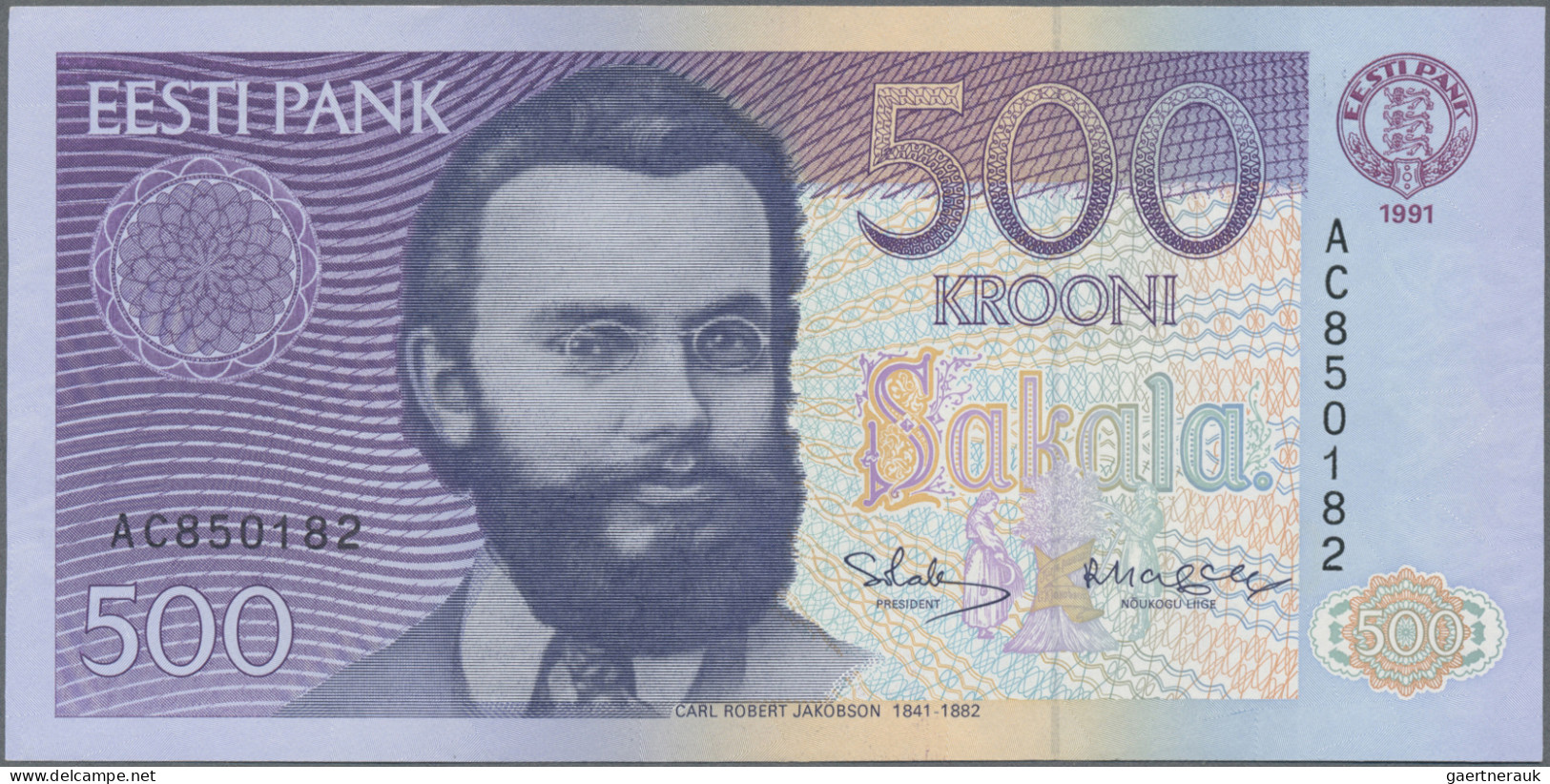 Estonia: Eesti Pank, Set With 7 Banknotes, Series 1991-1992, With 1, 2, 5, 10, 2 - Estonie