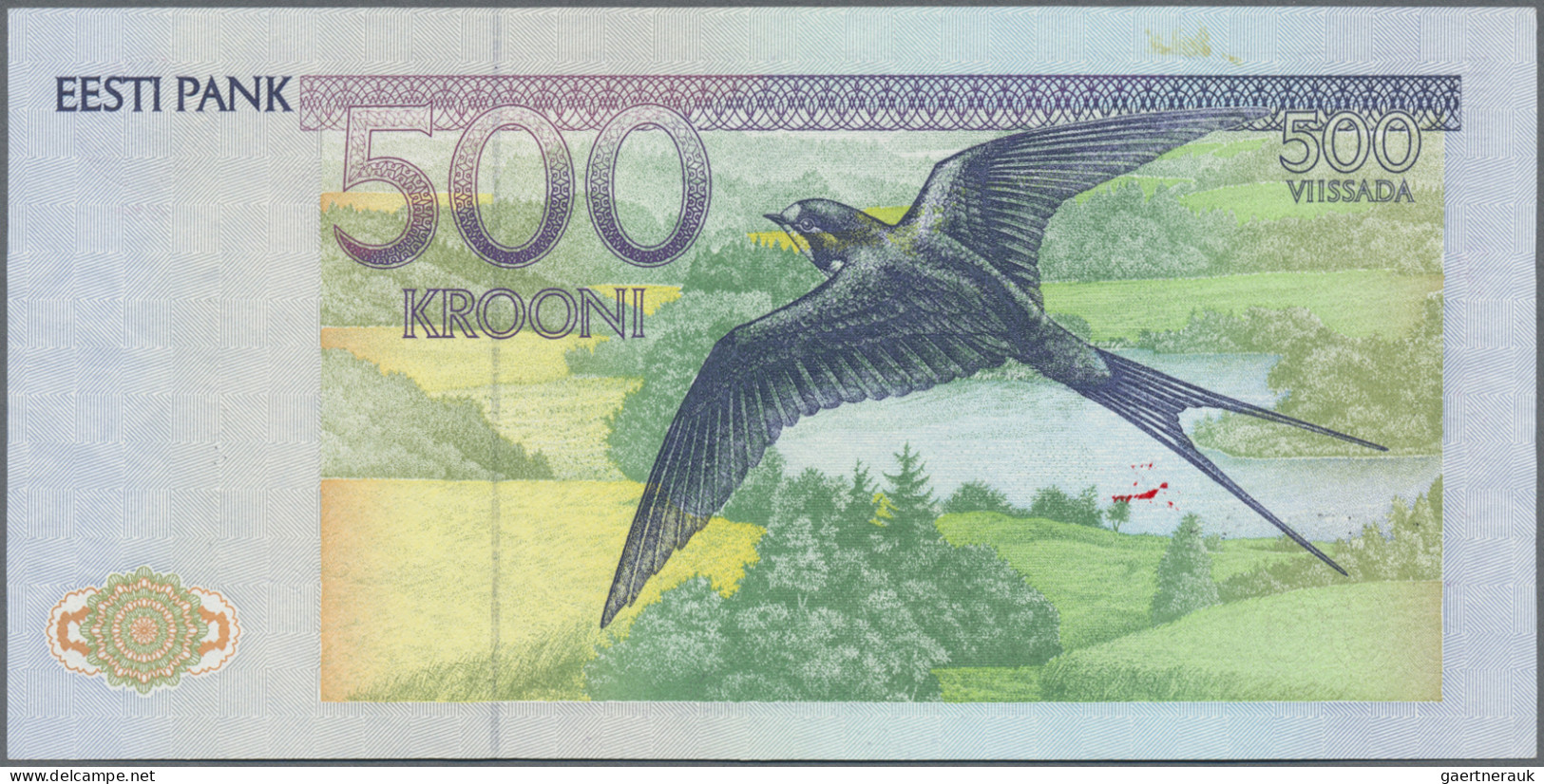 Estonia: Eesti Pank, set with 7 banknotes, series 1991-1992, with 1, 2, 5, 10, 2