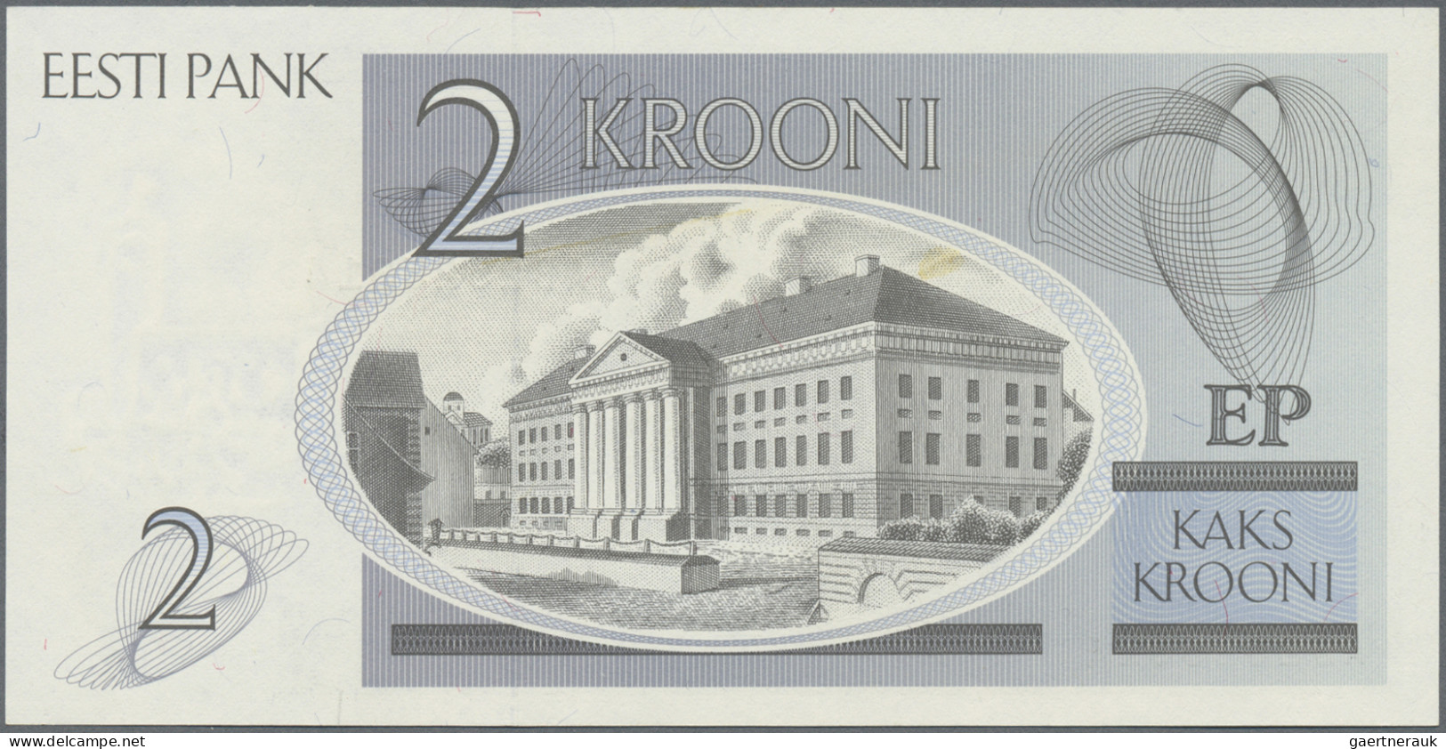 Estonia: Eesti Pank, set with 7 banknotes, series 1991-1992, with 1, 2, 5, 10, 2