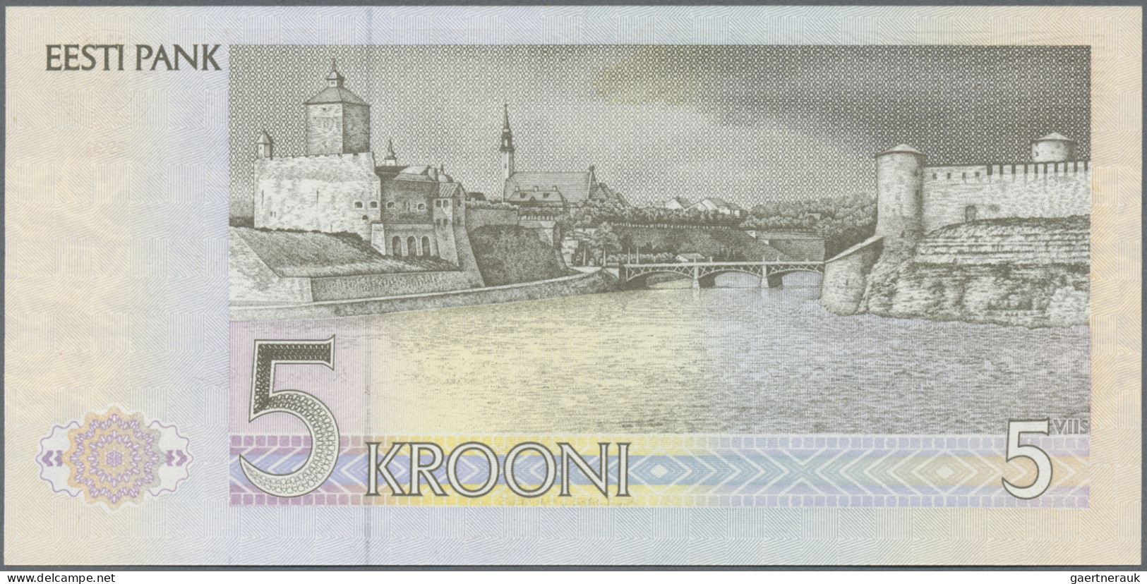 Estonia: Eesti Pank, set with 7 banknotes, series 1991-1992, with 1, 2, 5, 10, 2