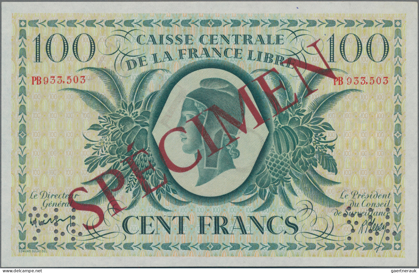 French Equatorial Africa: Caisse Centrale De La France Libre, 100 Francs 1941 SP - Aequatorial-Guinea