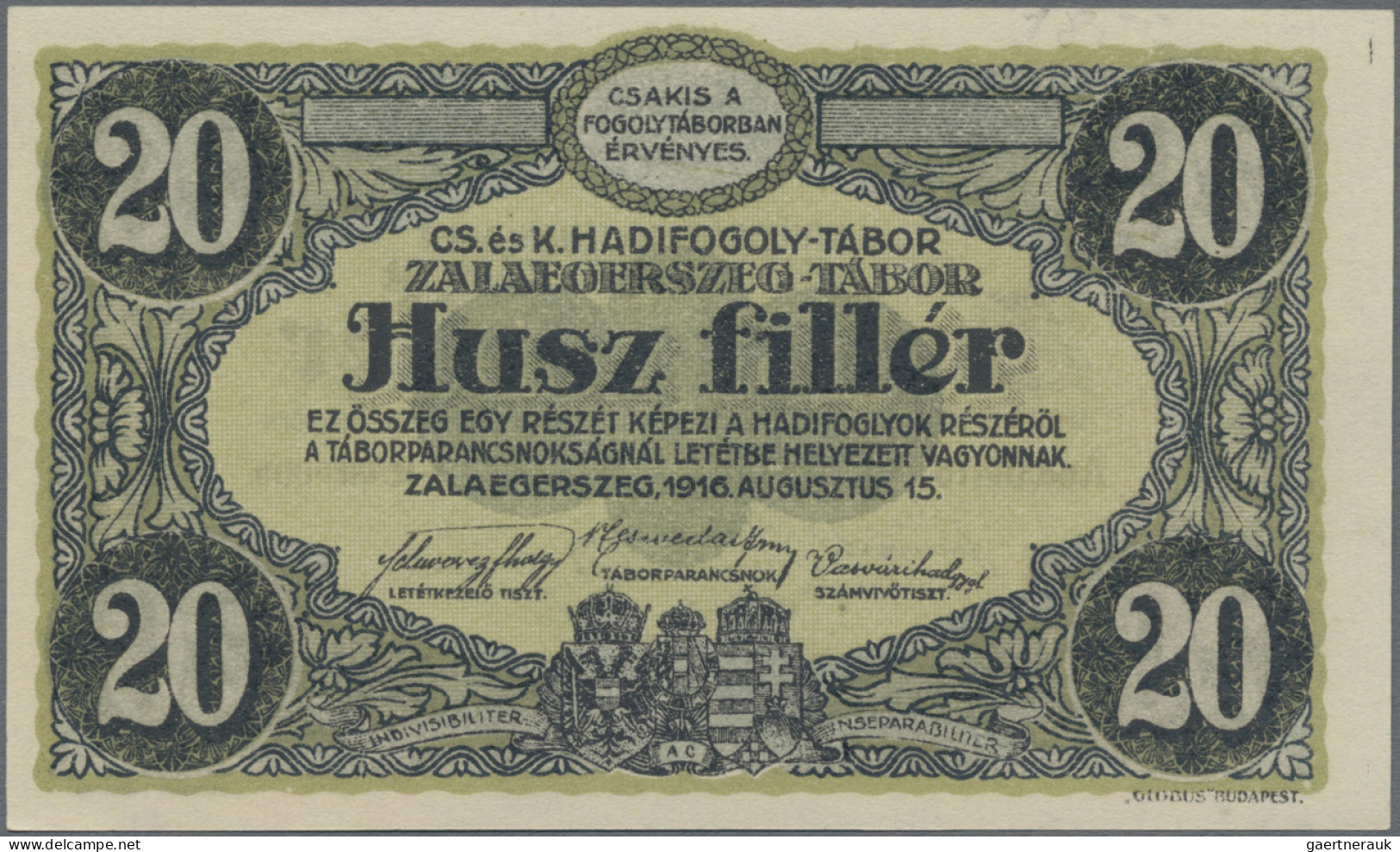 Hungary: POW Camp WW I, Zalaegerszeg, Small Set With 20 Heller, 5 And 20 Kronen - Ungarn