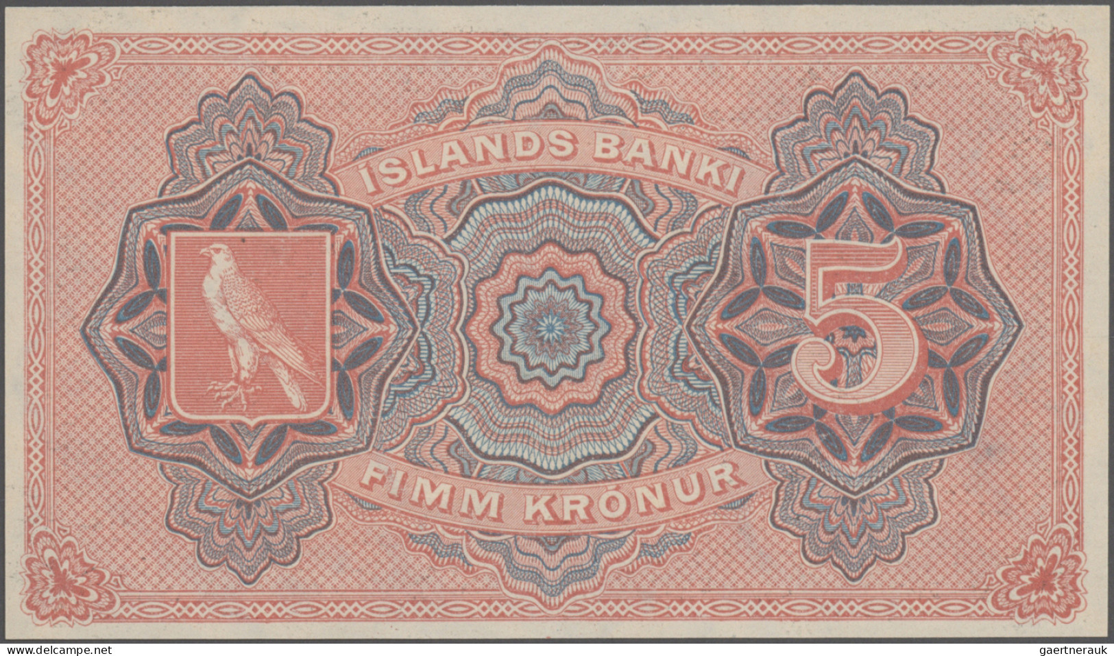 Iceland: Islands Banki, 5 Kronur 1920 Remainder With One Signature Only, P.15r I - IJsland