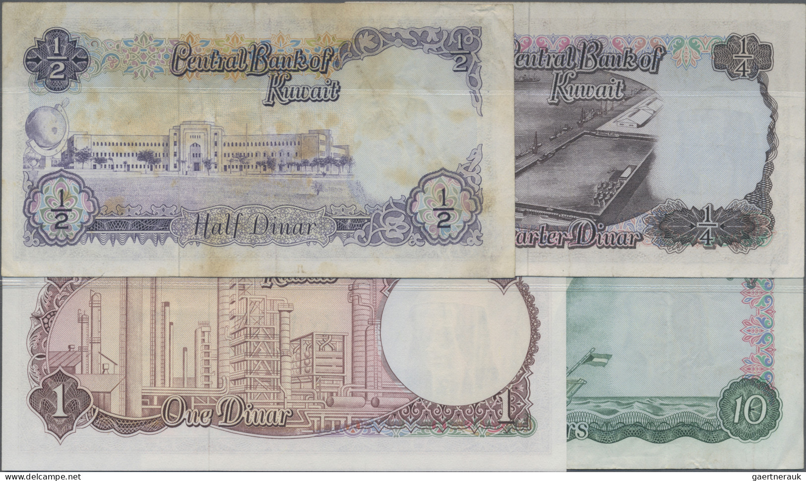 Kuwait: Central Bank Of Kuwait, Set With 4 Banknotes, Series L.1968, With ¼ Dina - Kuwait