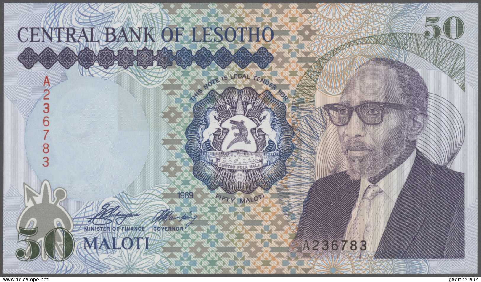 Lesotho: Central Bank Of Lesotho, 50 Maloti 1989, P.13 In Perfect UNC Condition. - Lesotho